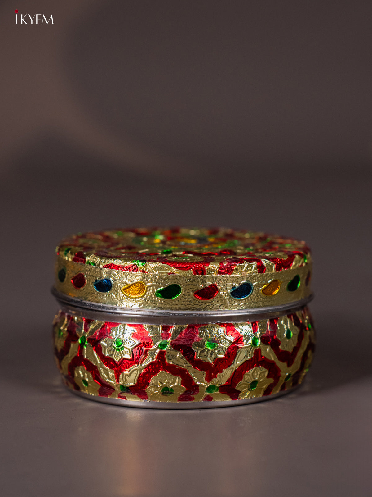 Royal Red Meenakari Storage Box with Peacock Design 1