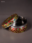 Royal Red Meenakari Storage Box with Peacock Design 2