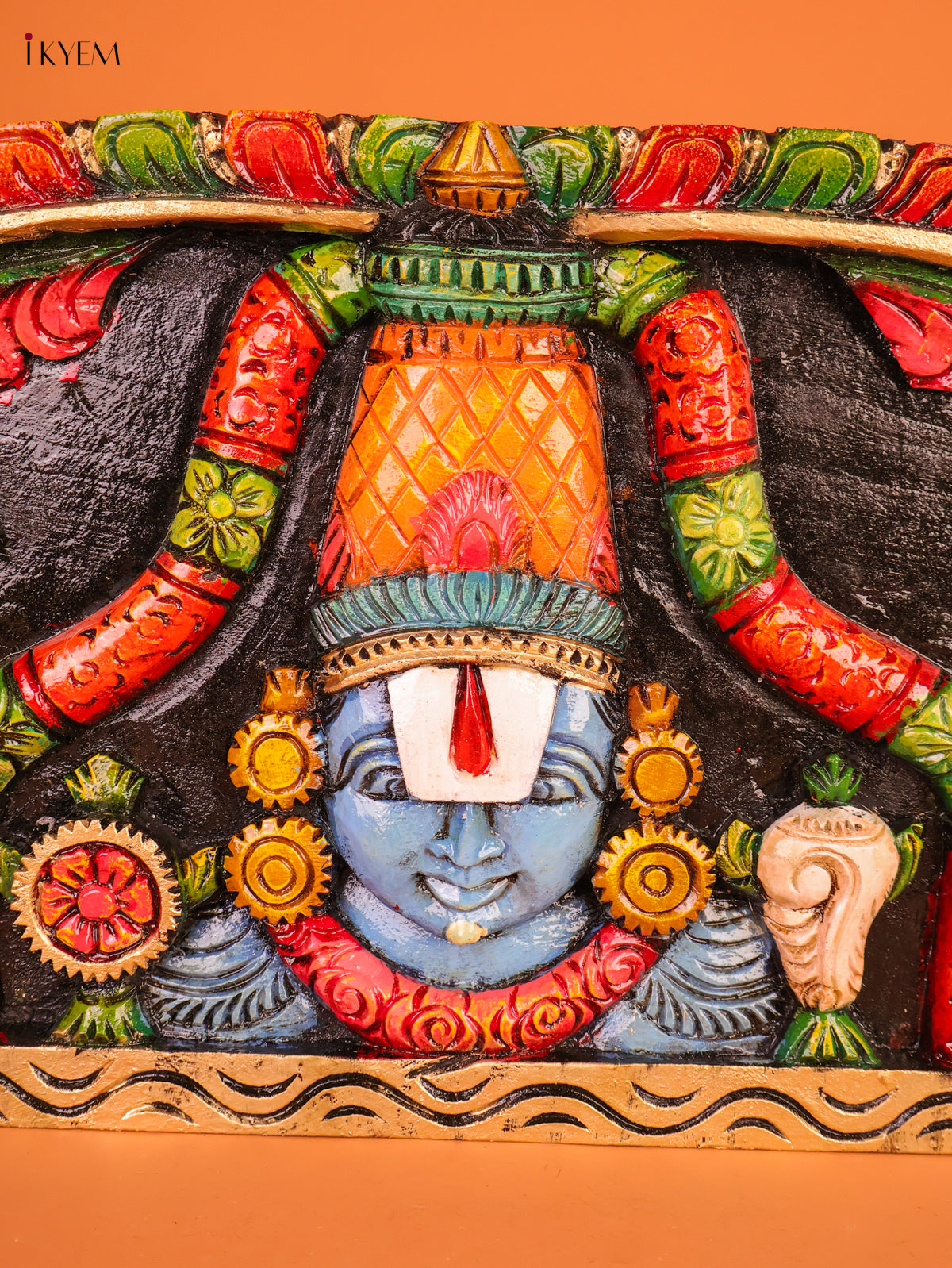 Sacred Handcrafted Lord Venkateswara, Garuda & Hanuman Wooden Panel 3