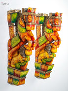 Set Of 2 Majestic Handcrafted Horse Yali Wooden Wall Brackets 