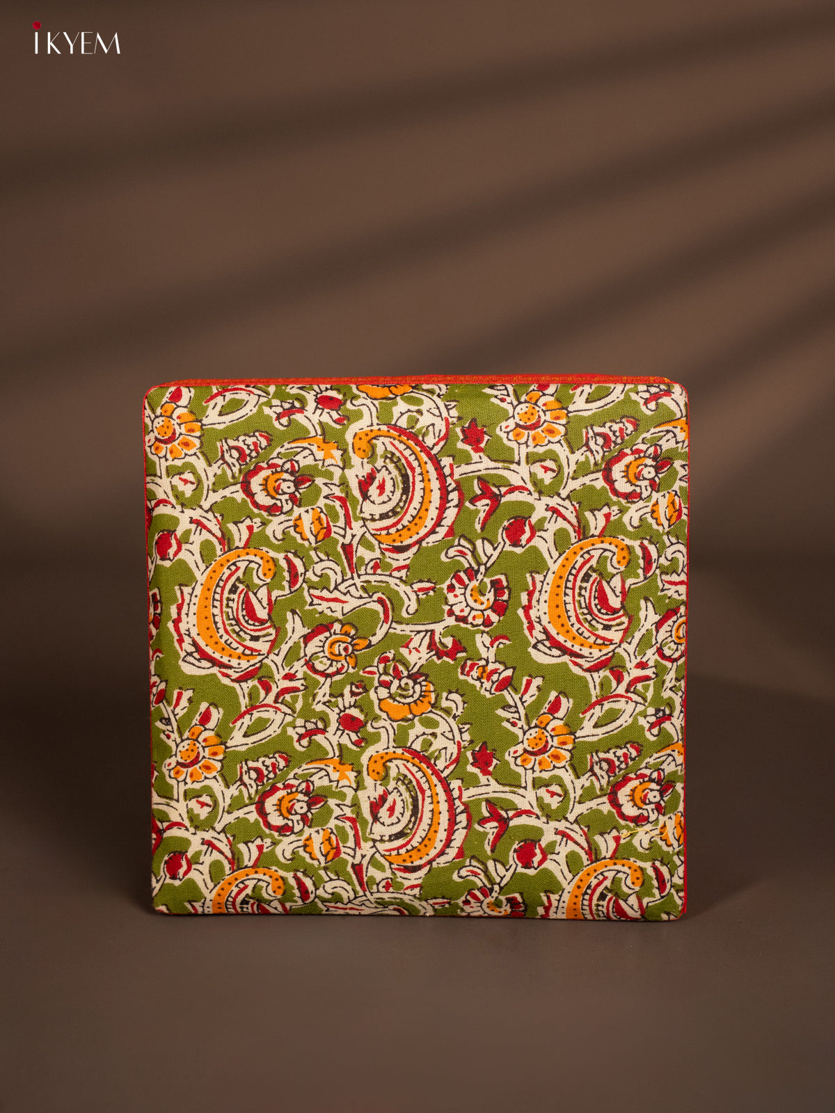 Striking Red Kalamkari Printed Red Korai Square Box 2