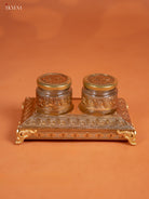 Striking Set Of 2 Oxidized Gold Dry Fruit jars with Tray 1
