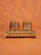 Striking Set Of 2 Oxidized Gold Dry Fruit jars with Tray 2