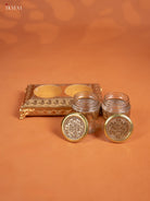 Striking Set Of 2 Oxidized Gold Dry Fruit jars with Tray 5