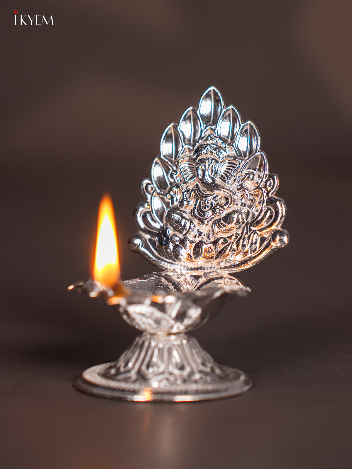 Stunning German Silver Ganesha Oil Lamp For Pooja