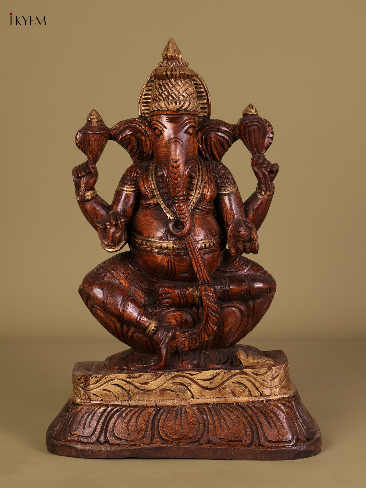 Stunning Hand Carved Lord Ganesha Wooden Statue
