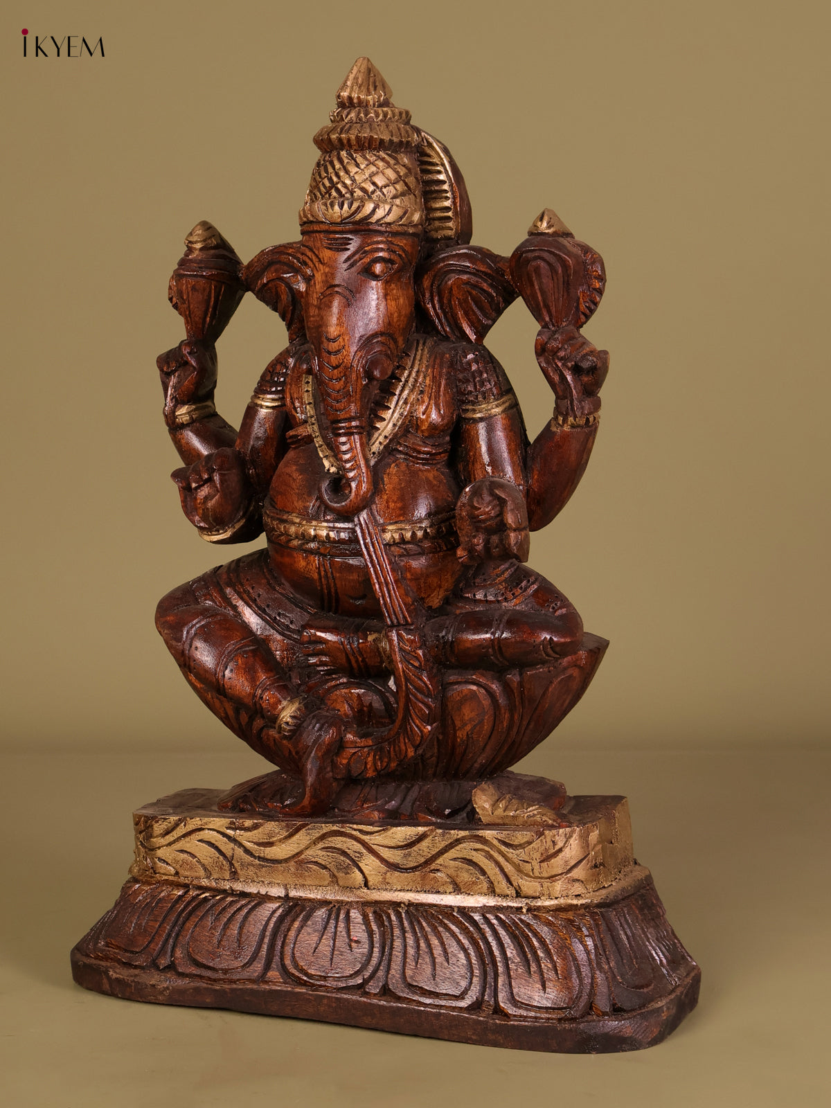 Stunning Hand Carved Lord Ganesha Wooden Statue 2