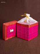 Stunning Pink Korai Gift Box with Net Potli & Pichwai Cow Motif 1