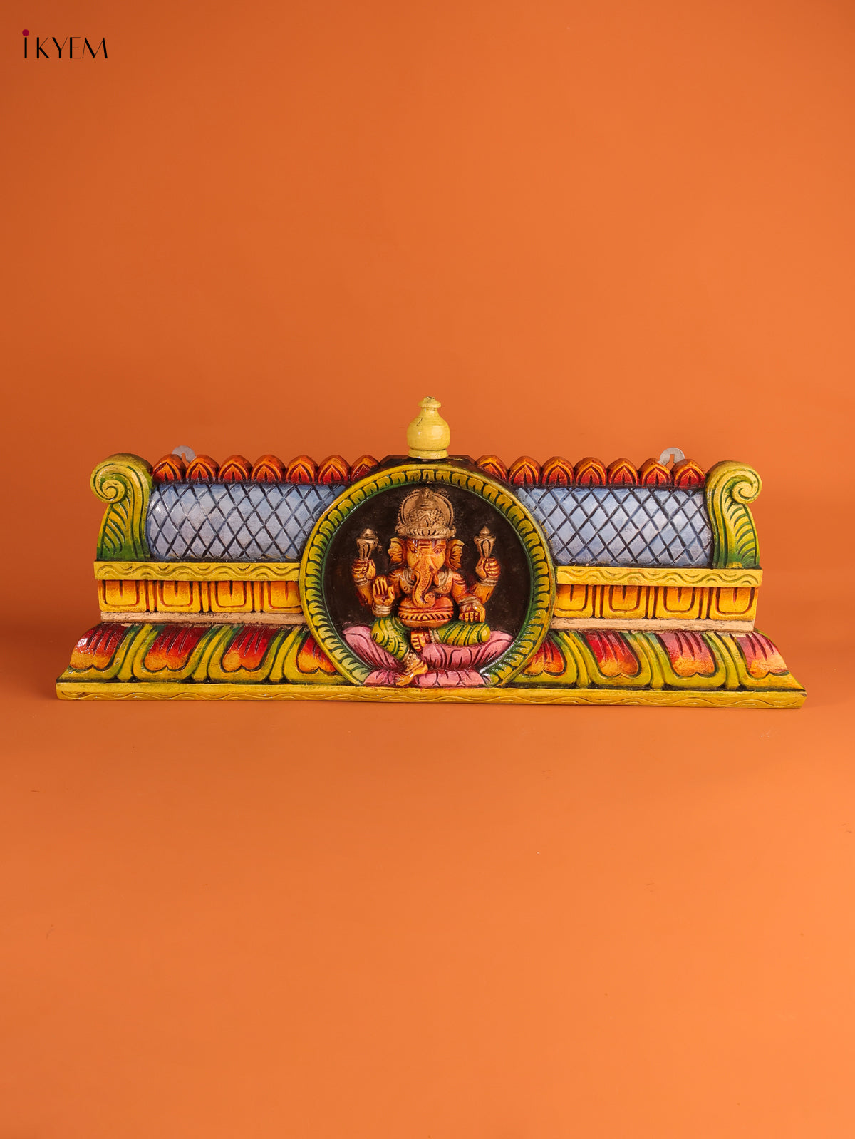 Stunning Wooden Hand Painted Ganesha Wall Panel 