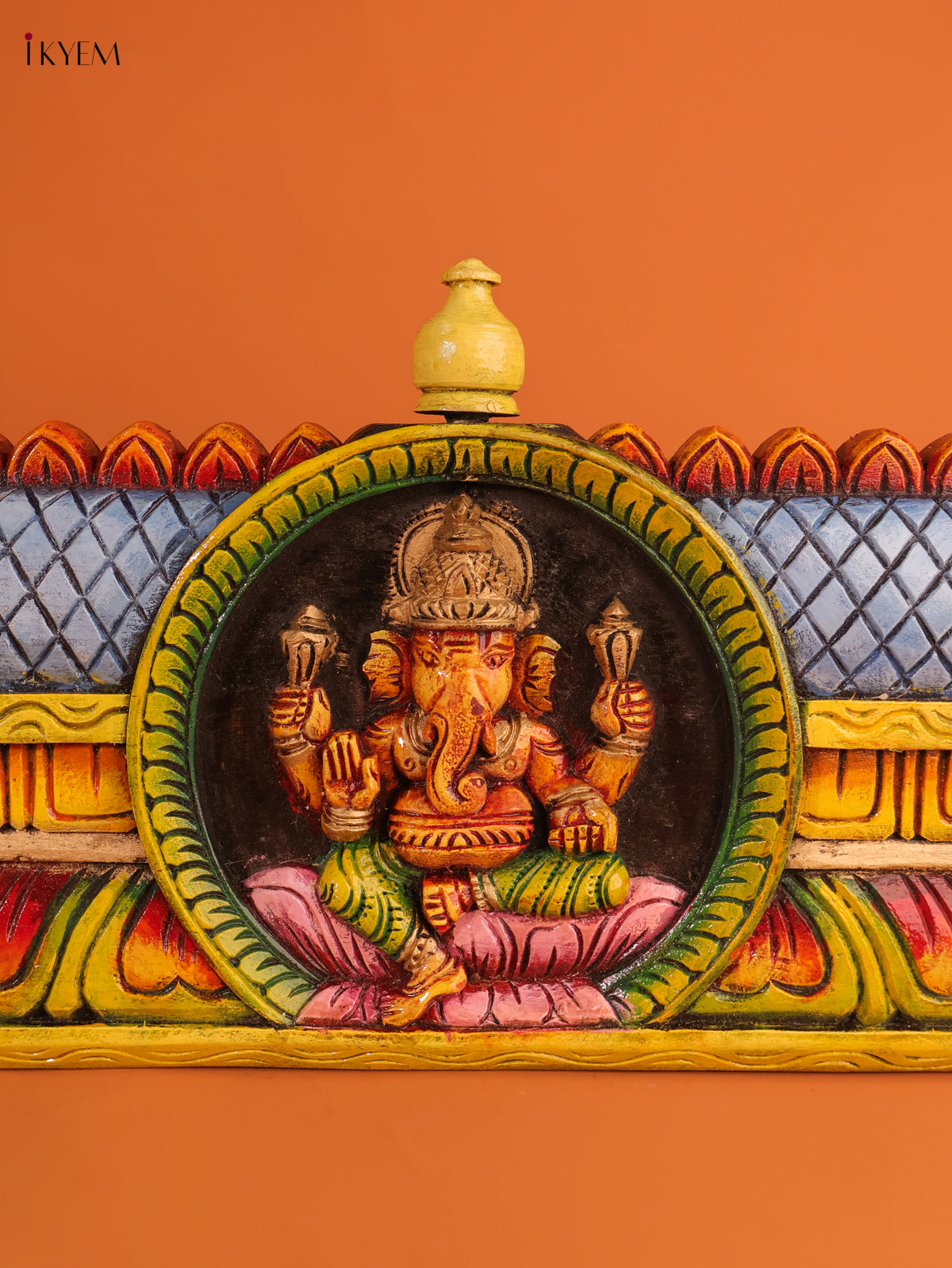 Stunning Wooden Hand Painted Ganesha Wall Panel 1