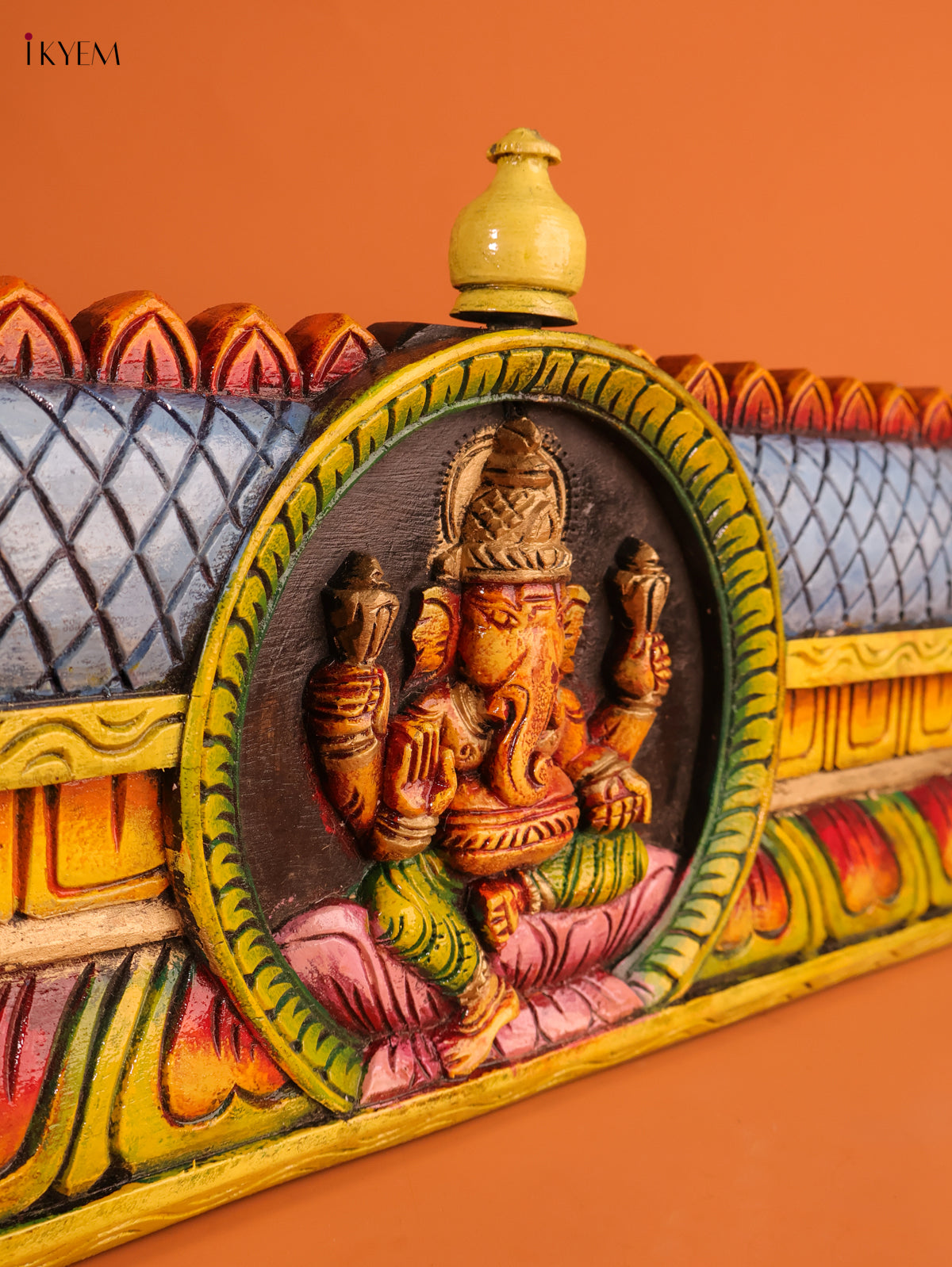 Stunning Wooden Hand Painted Ganesha Wall Panel 3