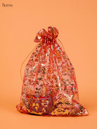 Stylish Foil Printed Potli Bag Return Gift Combo With Sumangali Kit 2