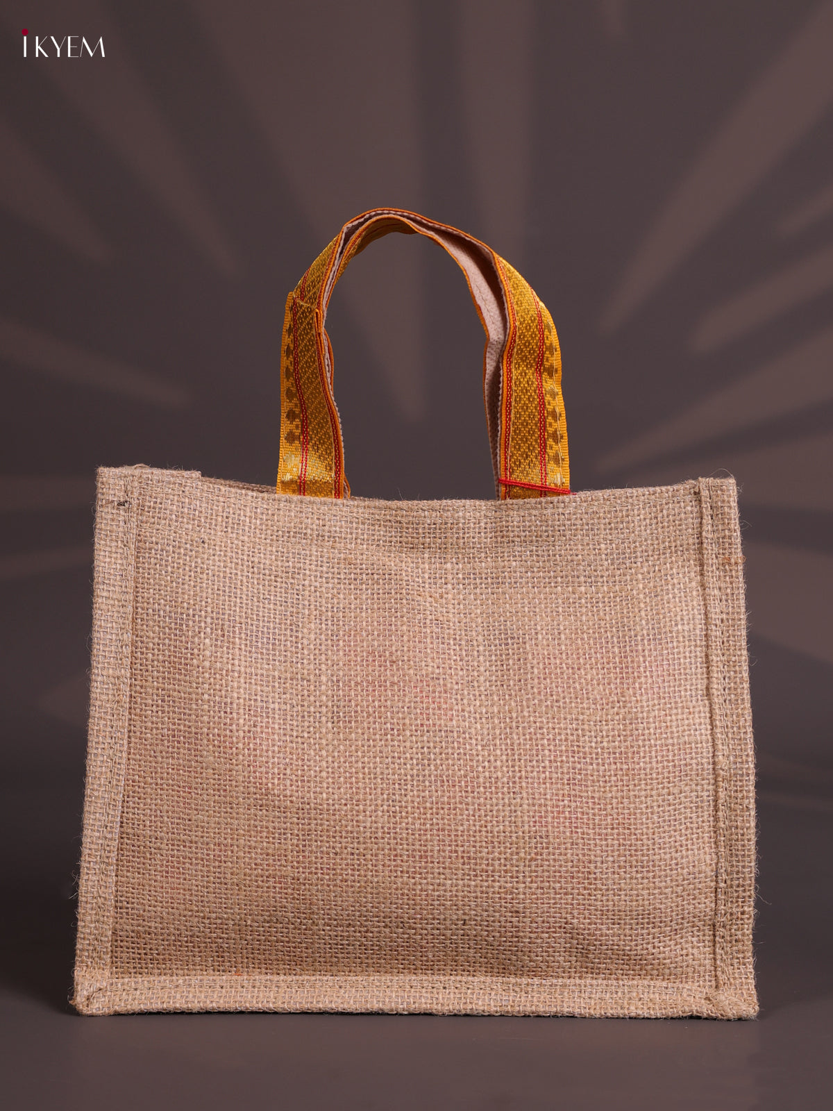 Teal Blue Half & Half Raw Silk Jute Bag with Velcro on Top 2