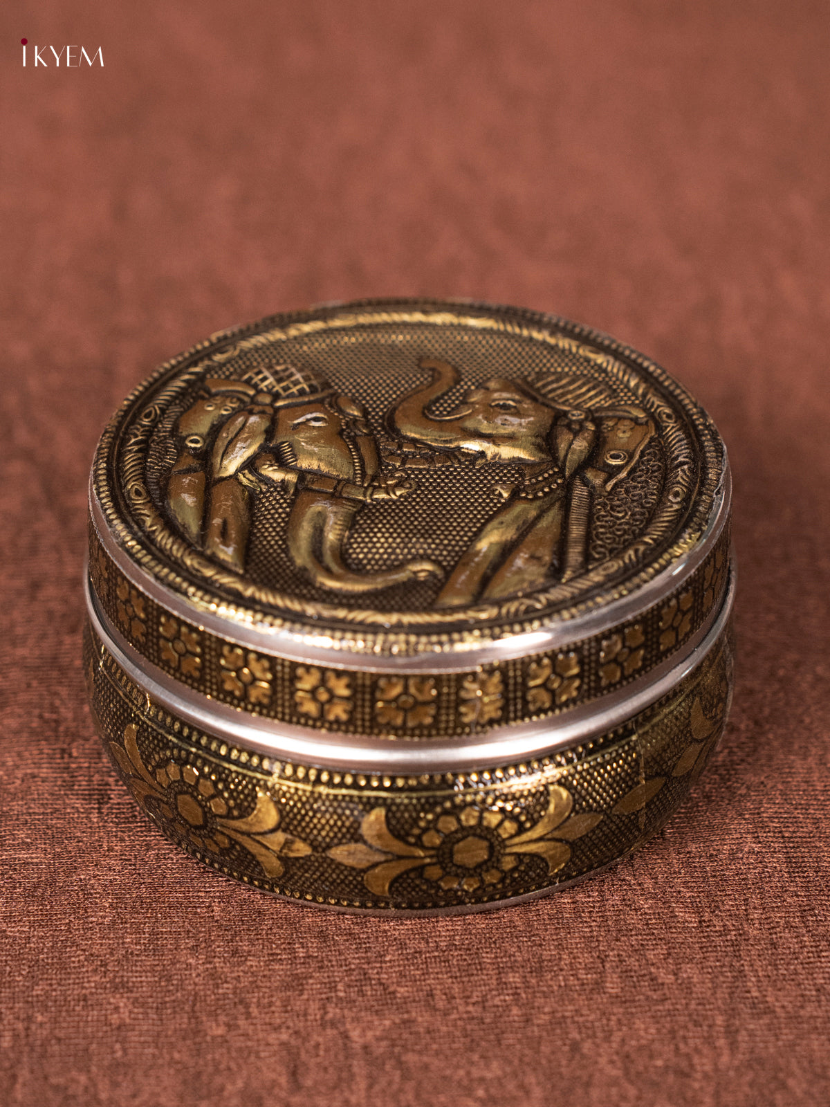 Timeless Elephant Printed Oxidised Dabba 1