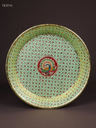 Timeless Green Meenakari Latice Printed Round Plate 2