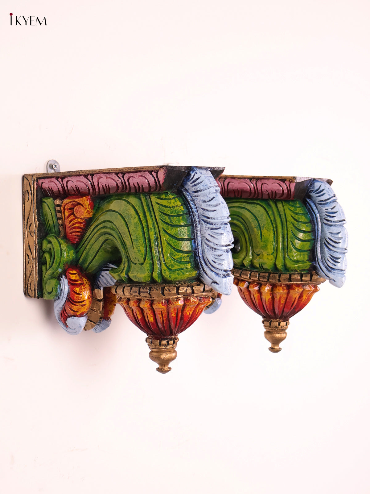 Timeless Hand Painted Yali Wooden Wall Bracket Set