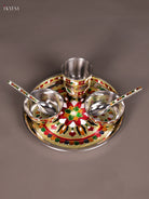 Timeless Meenakari Pooja Thali Set With Kolam Design