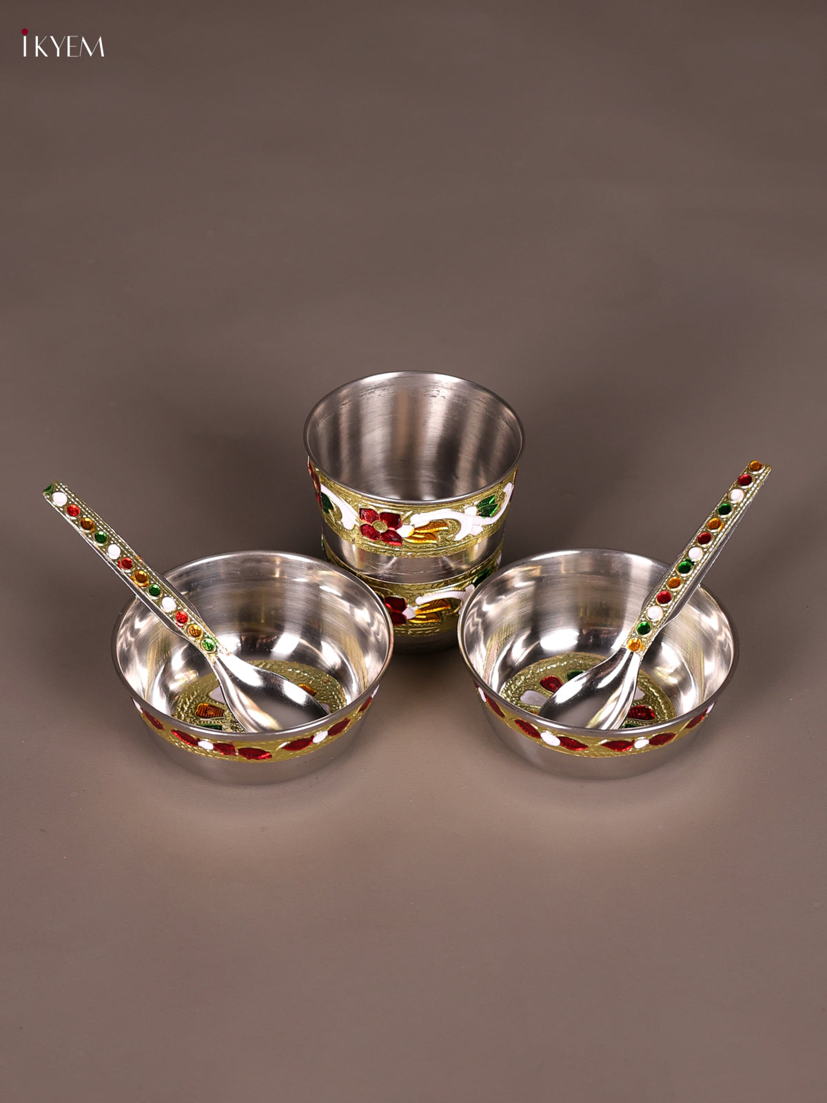 Timeless Meenakari Pooja Thali Set With Kolam Design 1