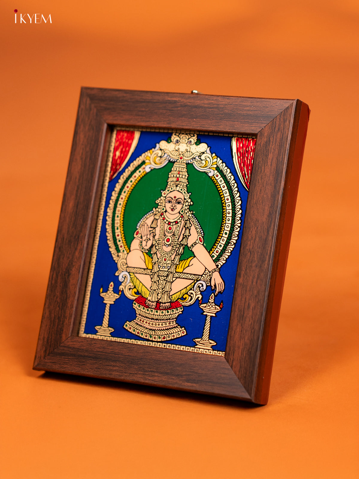 Timeless Reverse Glass Painted Lord Iyyapan Wall Hanging Decor 1