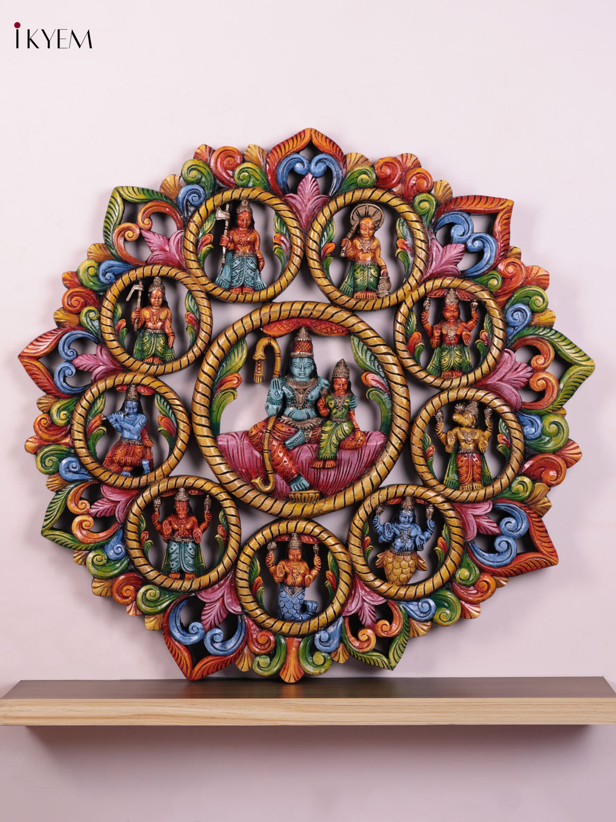 Timeless Vishnu Dasavataram Wooden Wall Panel 