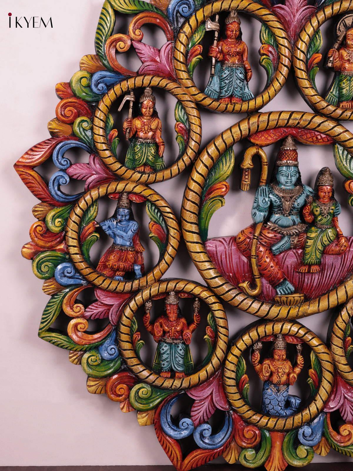Timeless Vishnu Dasavataram Wooden Wall Panel 3
