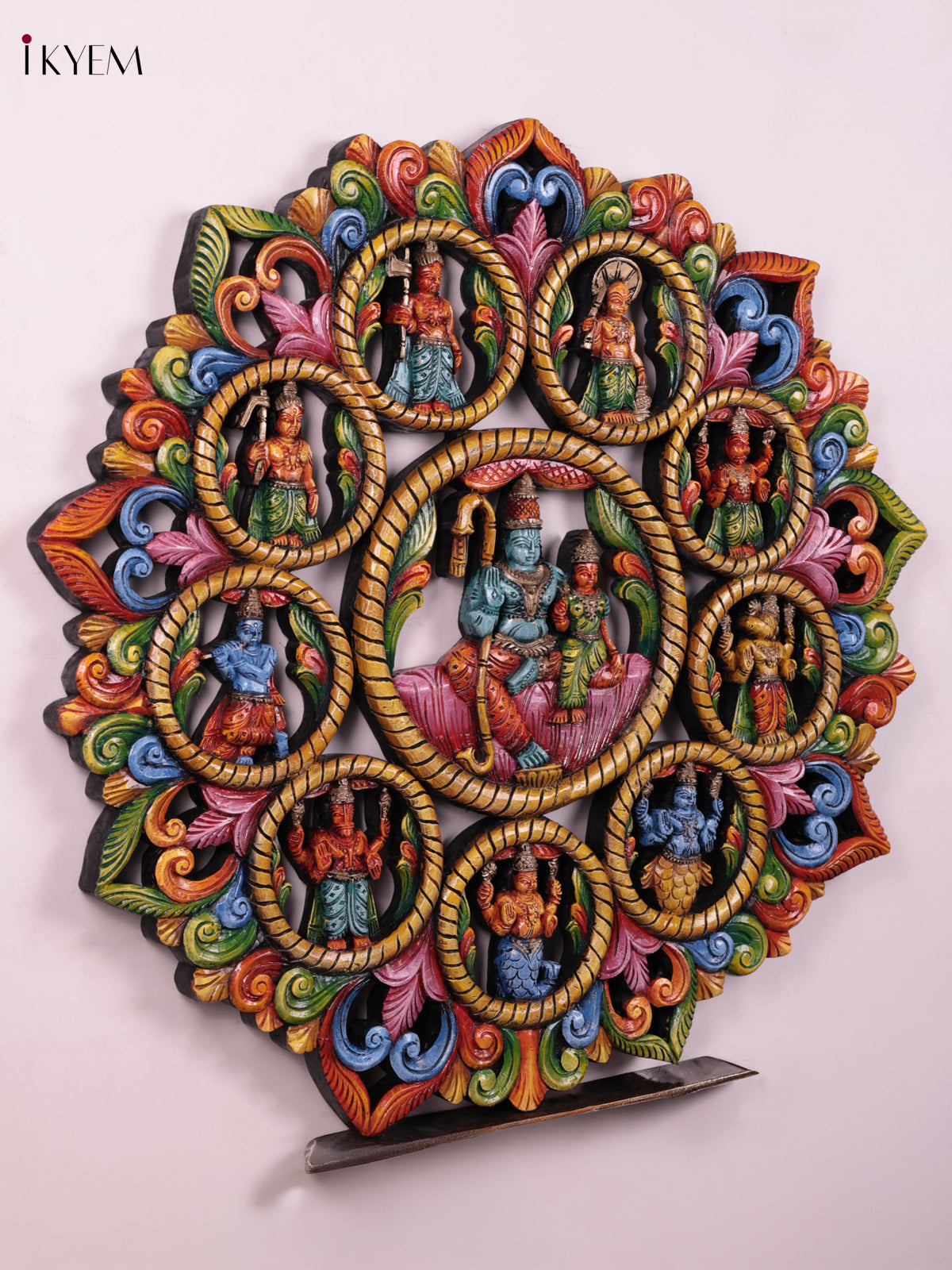 Timeless Vishnu Dasavataram Wooden Wall Panel 4
