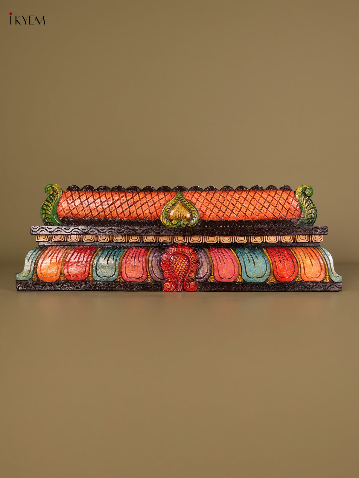 Timeless Wooden Hand Carved Temple Gopuram Panel 