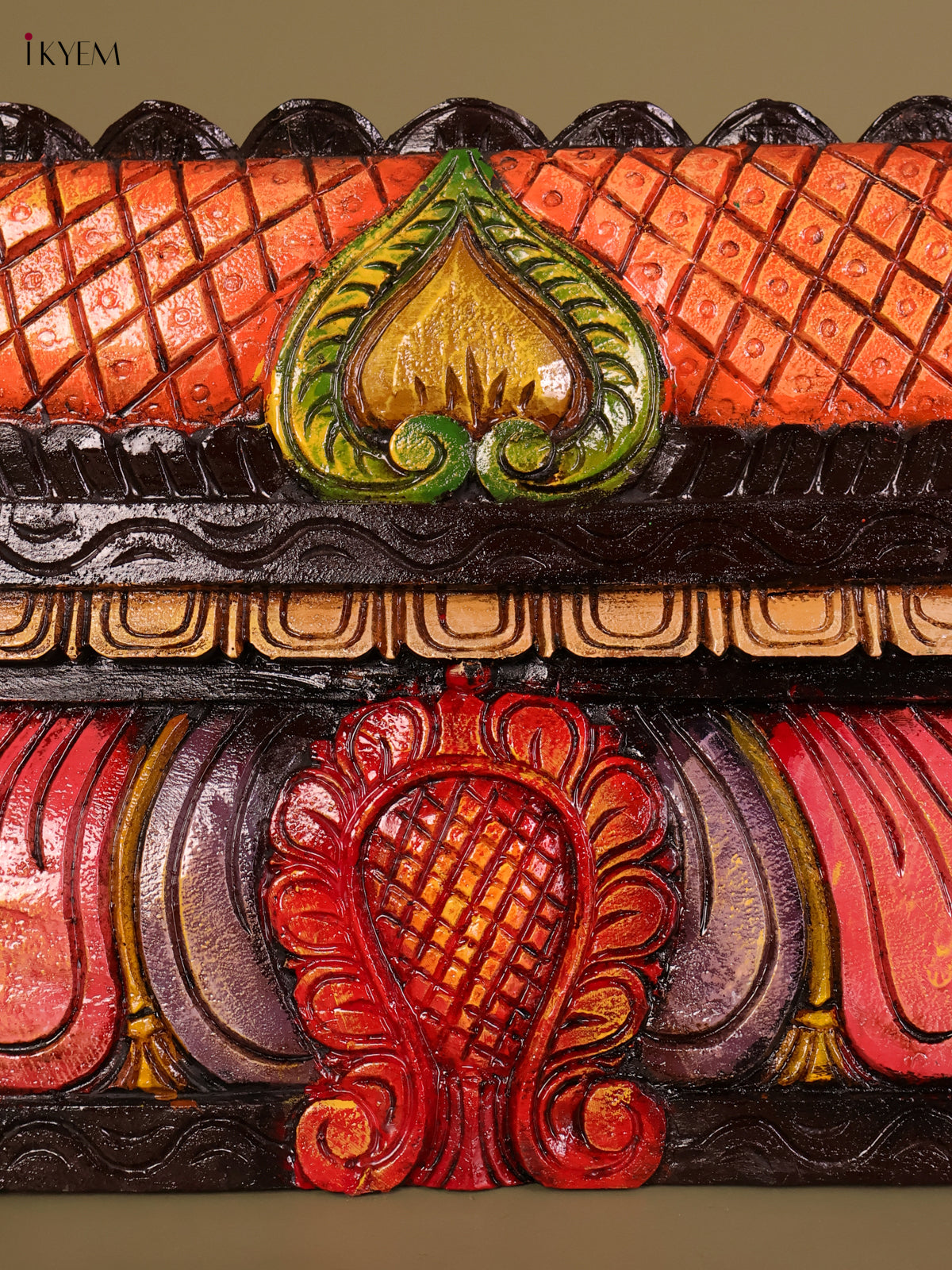 Timeless Wooden Hand Carved Temple Gopuram Panel 1