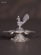 Traditional German Silver 5-Face Peacock Diya 1