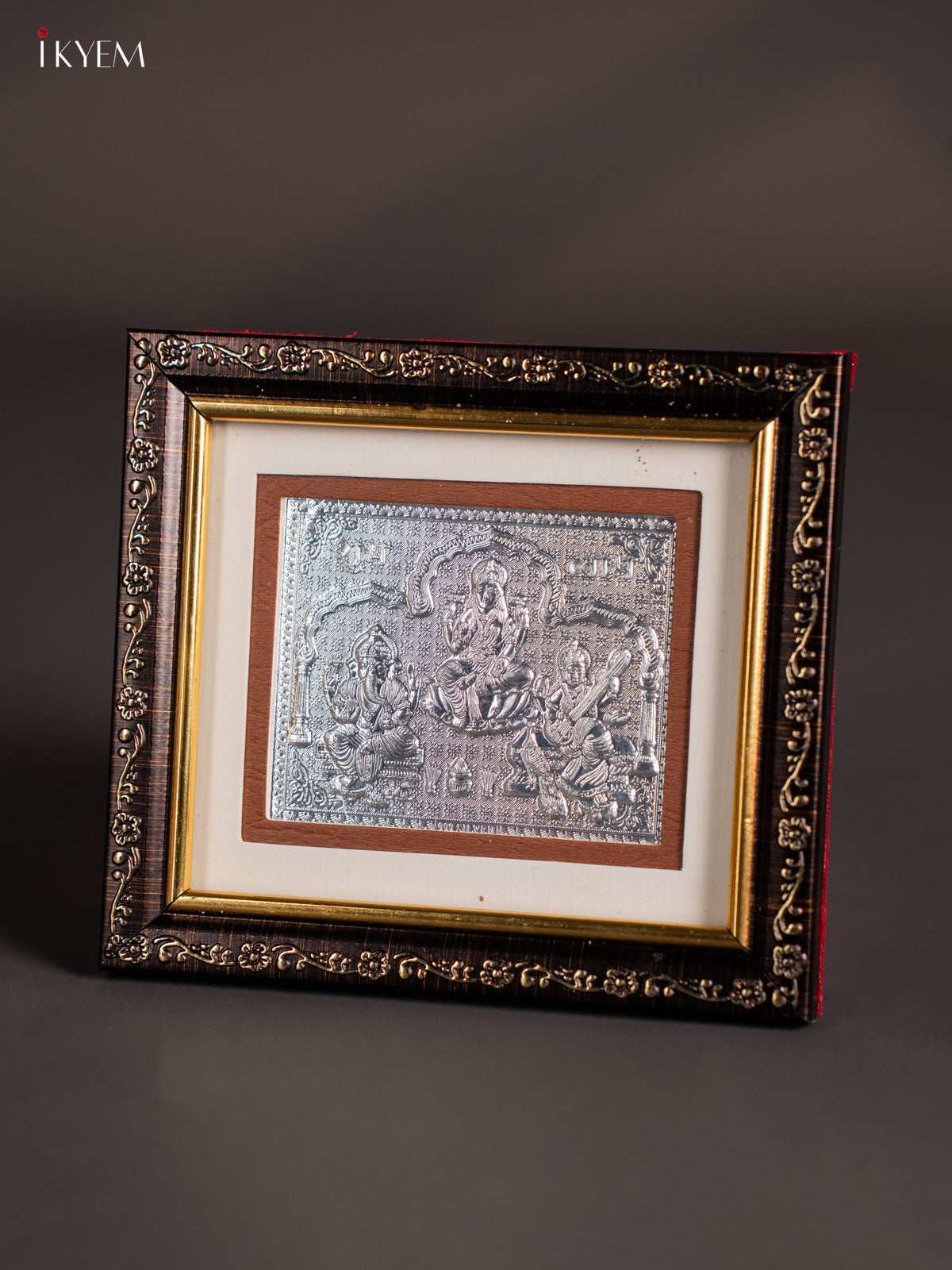 Traditional German Silver Lakshmi Ganesha Saraswathi Glass Frame 2