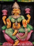 Traditional Hand Carved Goddes Gajalakshmi Wooden Panel 3