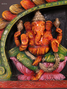 Traditional Hand Carved Goddes Gajalakshmi Wooden Panel 4
