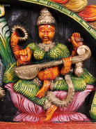 Traditional Hand Carved Goddes Gajalakshmi Wooden Panel 5