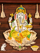 Traditional Lakshmi Ganesha Saraswathi Rosewood Inlay 3D Panel 1