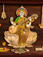 Traditional Lakshmi Ganesha Saraswathi Rosewood Inlay 3D Panel 2