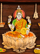 Traditional Lakshmi Ganesha Saraswathi Rosewood Inlay 3D Panel 3