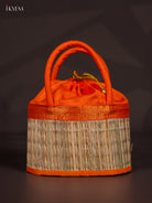Unique 5 Inch Orange Korai Stackable Basket With Potli 