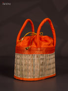 Unique 5 Inch Orange Korai Stackable Basket With Potli 1