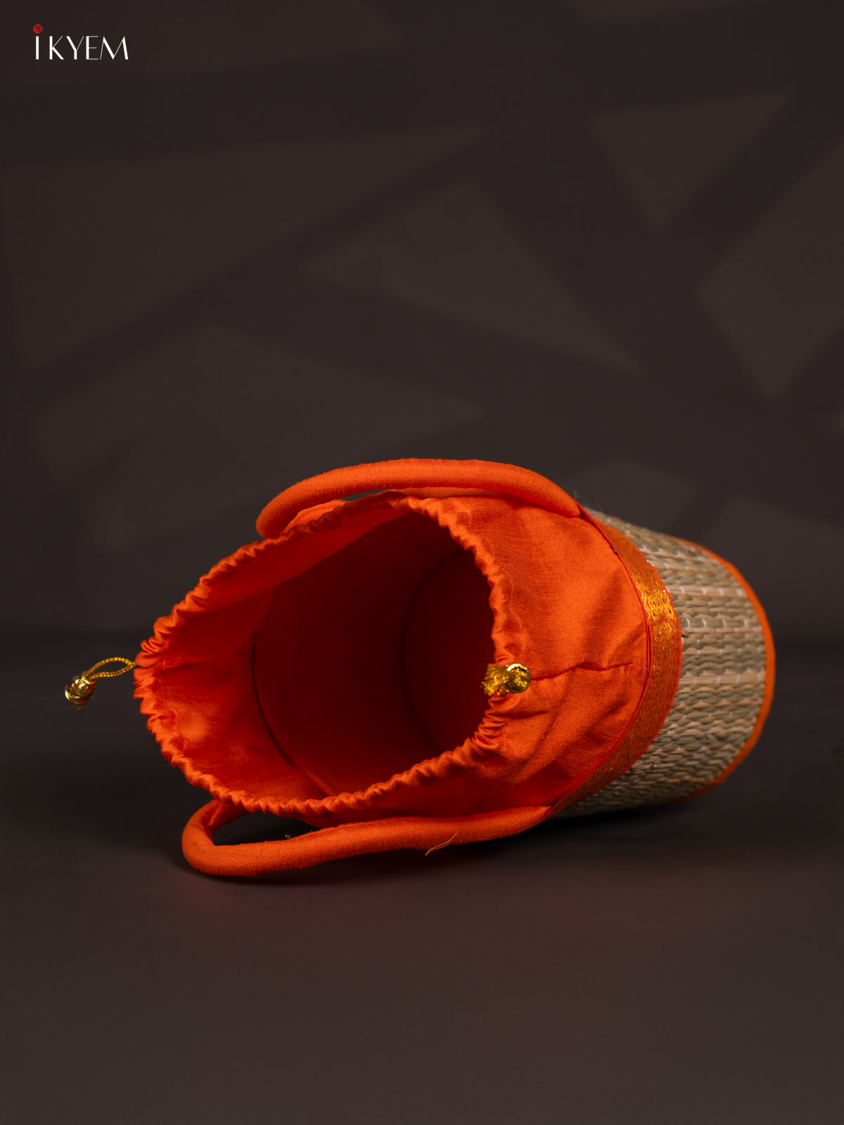 Unique 5 Inch Orange Korai Stackable Basket With Potli 2