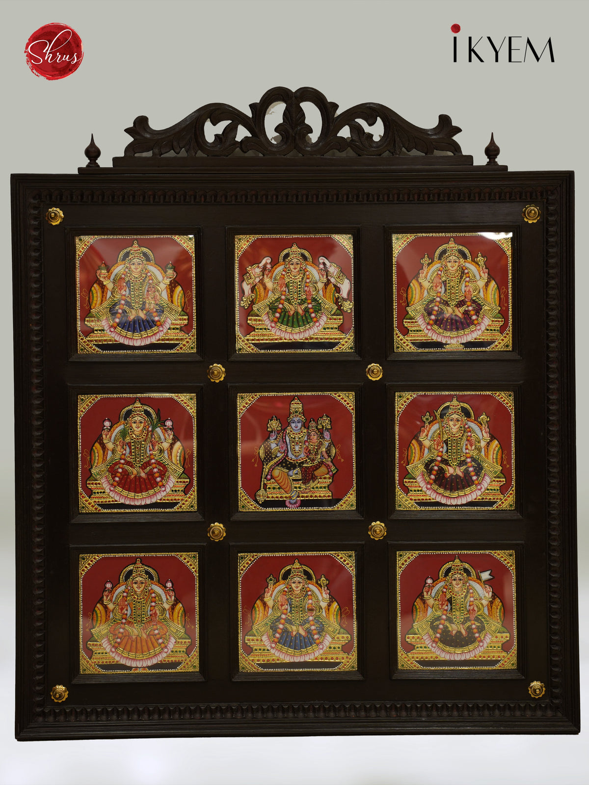 Unique Ashtalakshmi Tanjore Painting in TeakWood Frame 