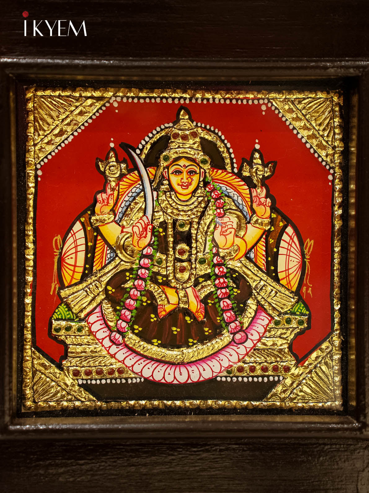 Unique Ashtalakshmi Tanjore Painting in TeakWood Frame 1