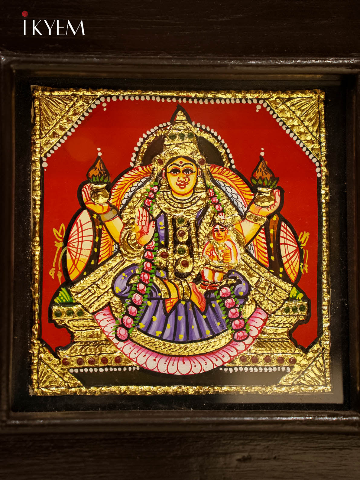 Unique Ashtalakshmi Tanjore Painting in Teak Wood Frame 2