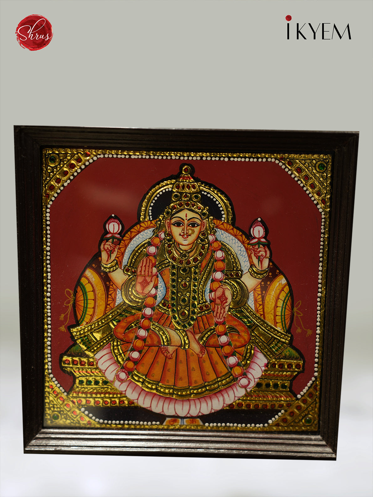 Unique Ashtalakshmi Tanjore Painting in Teak Wood Frame 4