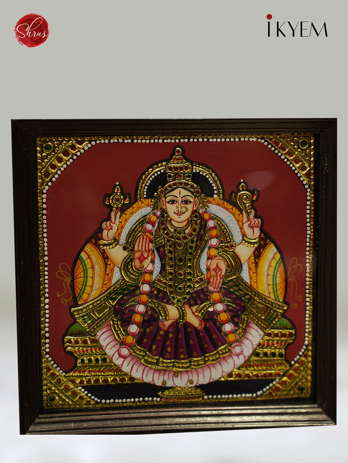 Unique Ashtalakshmi Tanjore Painting in Teak Wood Frame 6