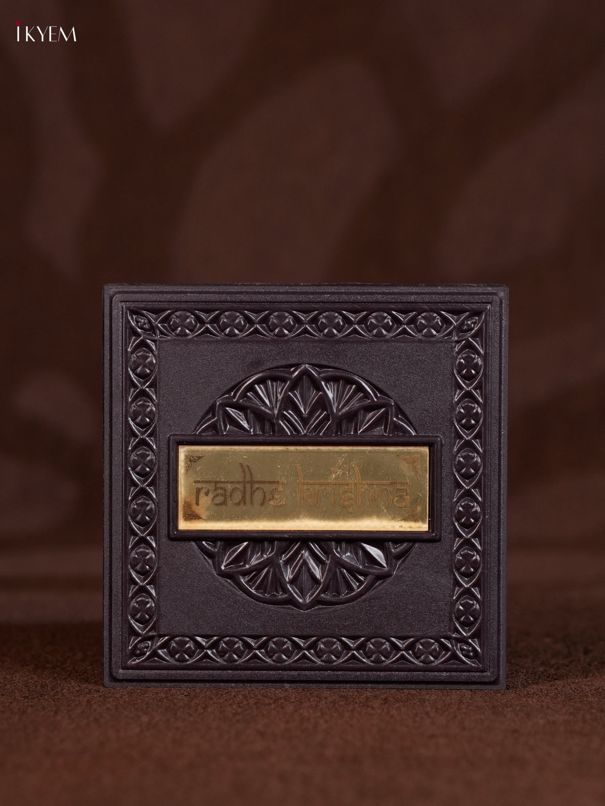 Unique Dark Color Paduka Box With Radha Krishna Picture & Footprints 3