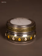 Unique Meenakari Oxidised Dabba with Transparent Fiber Glass Lid 