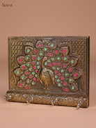Unique Meenakari Peacock Printed Oxidized Gold Key Hanger 1