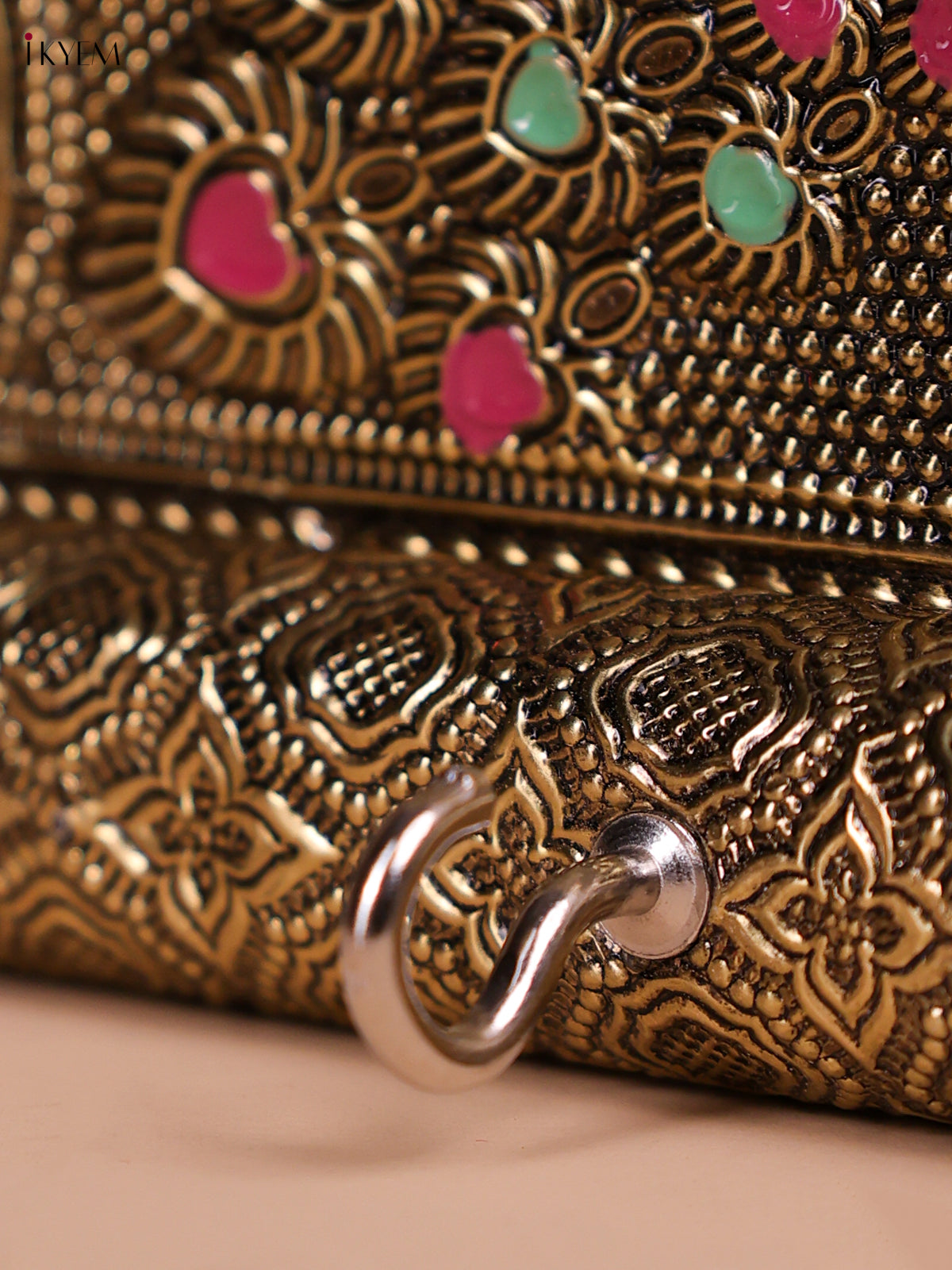 Unique Meenakari Peacock Printed Oxidized Gold Key Hanger 2