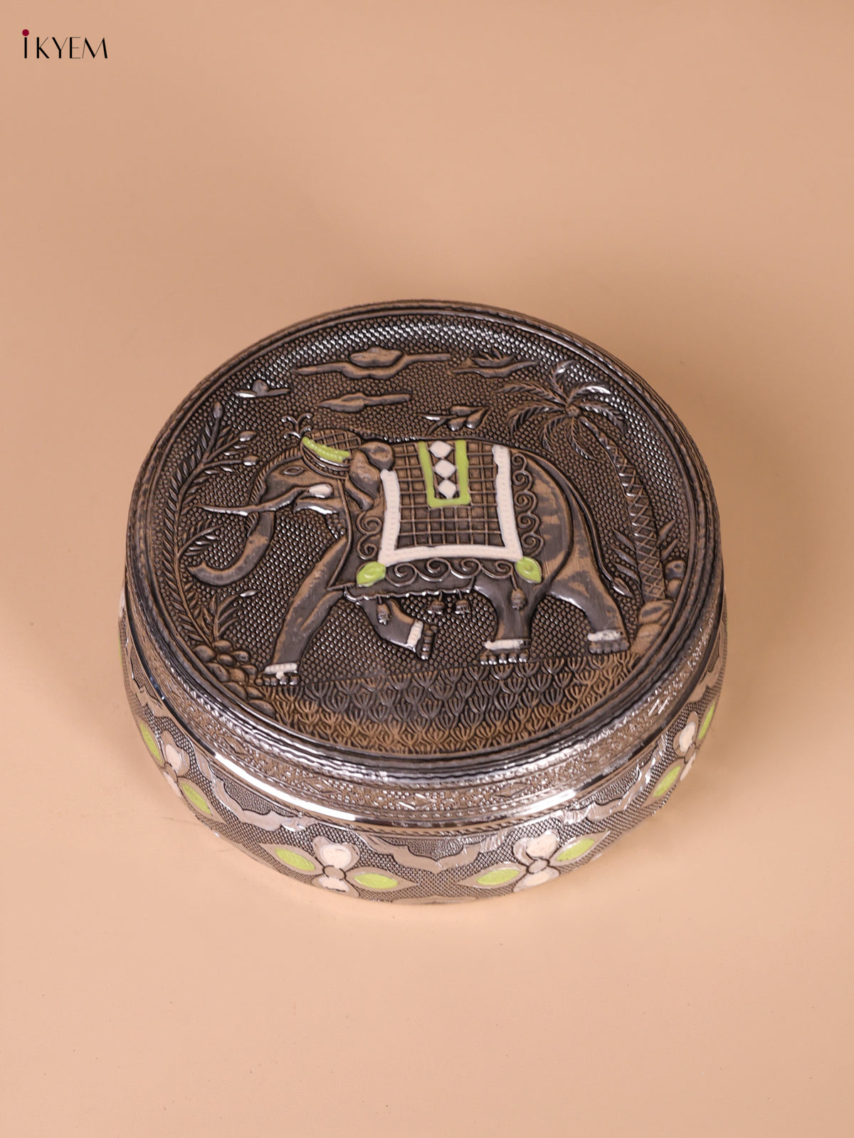 Unique Oxidized Steel Storage Box With Elephant Design 