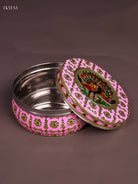 Unique Rose Pink Meenakari Storage Box With Peacock Design 1
